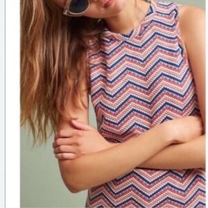 Anthropologie Postage Stamp Tank Top Womens S Chevron Texture Knit Boho retro
